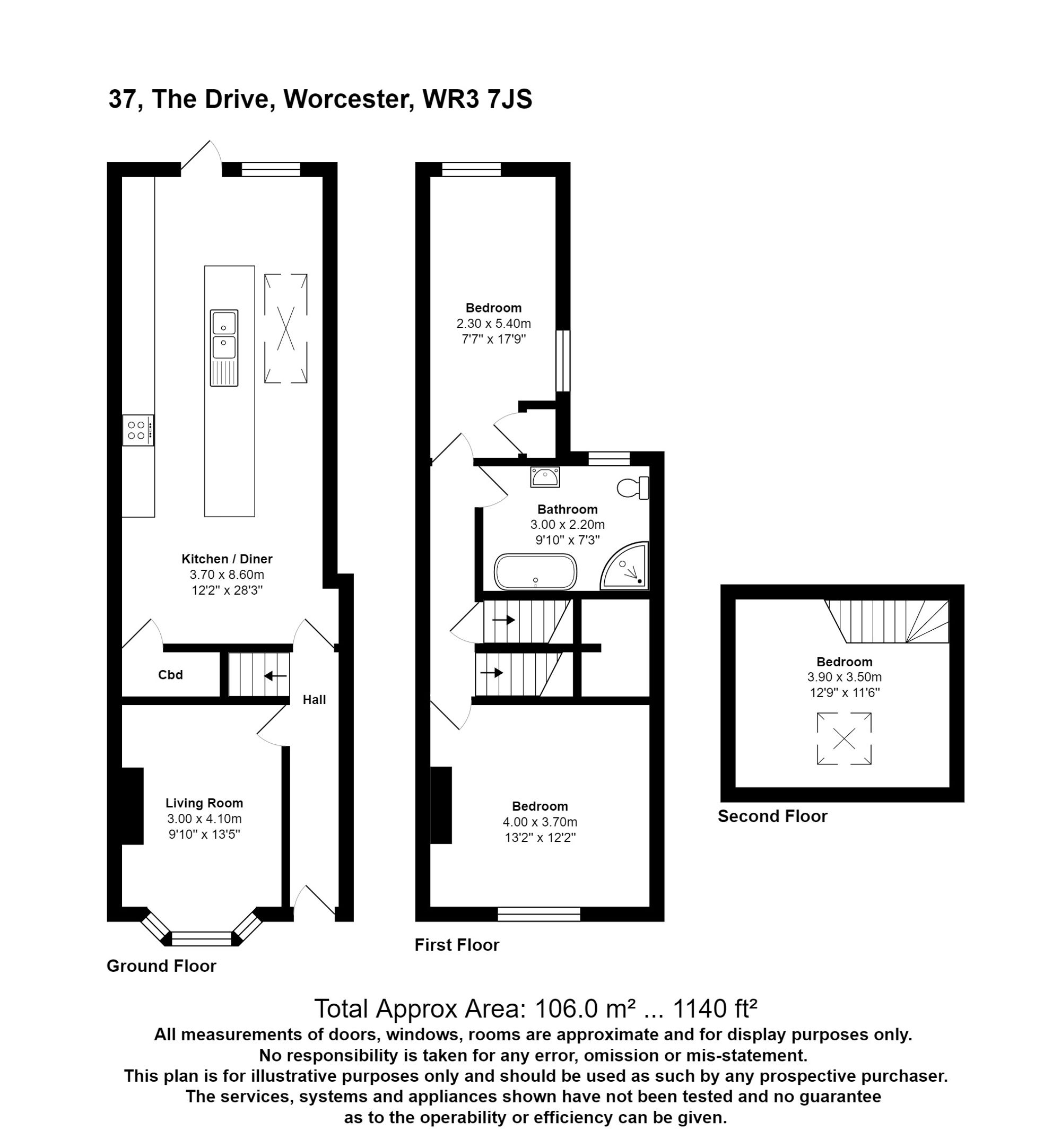 Floorplans For Checketts Lane, Worcester, WR3